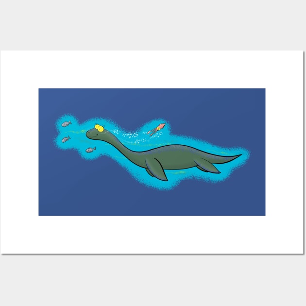 Cute sea monster or plesiosaur Wall Art by FrogFactory